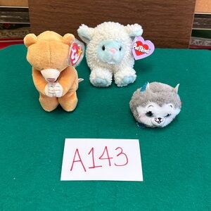 Vtg Puffkins “Bluebelle”, Ty Beanie Baby “Hope” & Ty Beanie Ball “Slush” Toys